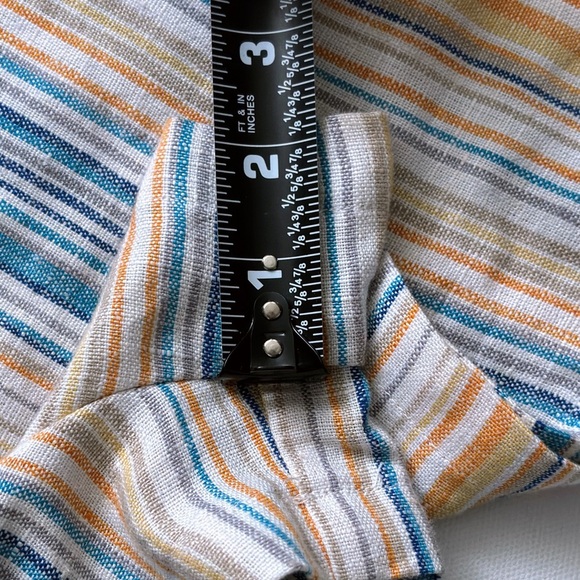 Reformation Island Linen Romper in Marbella Striped smocked pockets 6 - Picture 5 of 9